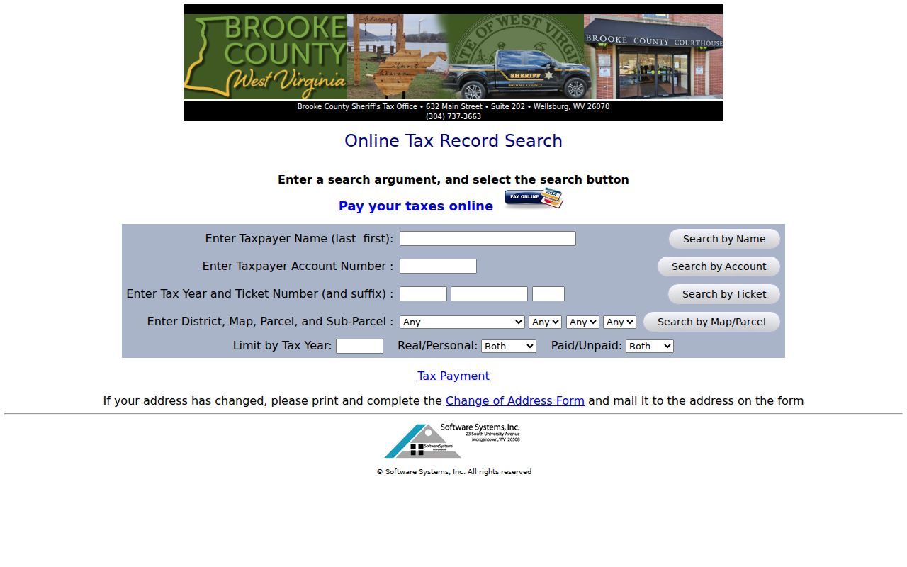 Brooke County tax record FAQ showing payment discount, interest, delinquency and certification timing